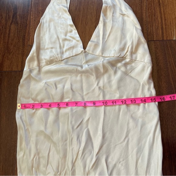 NWT Rumored Sunset Strip Maxi Dress Elegant Cream Satin Sleeveless V Neck Small - Picture 12 of 15